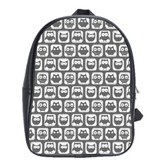 Gray And White Owl Pattern School Bag (xl) by GardenOfOphir