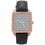 Gray And White Owl Pattern Rose Gold Leather Watch  Front