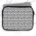 Gray And White Owl Pattern Apple iPad 2/3/4 Zipper Cases Front