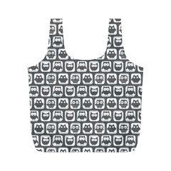 Gray And White Owl Pattern Full Print Recycle Bag (m) by GardenOfOphir