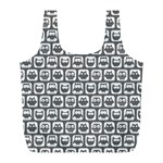 Gray And White Owl Pattern Full Print Recycle Bag (L) Front