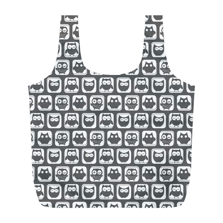 Gray And White Owl Pattern Full Print Recycle Bag (L)