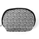 Gray And White Owl Pattern Accessory Pouch (Medium) Back