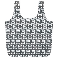 Gray And White Owl Pattern Full Print Recycle Bag (xxxl) by GardenOfOphir