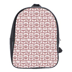 Light Pink And White Owl Pattern School Bag (large) by GardenOfOphir