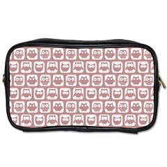 Light Pink And White Owl Pattern Toiletries Bag (one Side) by GardenOfOphir