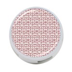 Light Pink And White Owl Pattern 4-Port USB Hub (One Side) Front