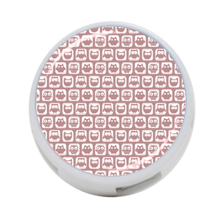 Light Pink And White Owl Pattern 4-Port USB Hub (One Side)