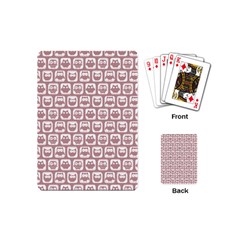 Light Pink And White Owl Pattern Playing Cards Single Design (mini) by GardenOfOphir