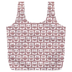 Light Pink And White Owl Pattern Full Print Recycle Bag (xxl) by GardenOfOphir