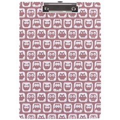 Light Pink And White Owl Pattern A4 Acrylic Clipboard by GardenOfOphir