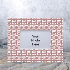 Light Pink And White Owl Pattern White Tabletop Photo Frame 4 x6  by GardenOfOphir