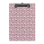 Light Pink And White Owl Pattern A5 Acrylic Clipboard Front