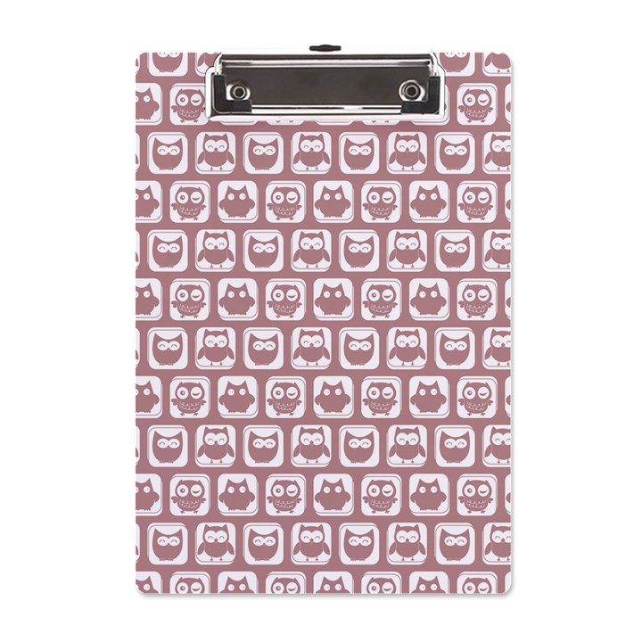 Light Pink And White Owl Pattern A5 Acrylic Clipboard