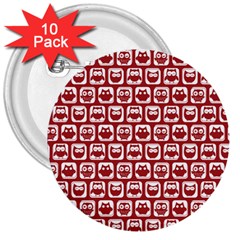 Red And White Owl Pattern 3  Buttons (10 Pack)  by GardenOfOphir