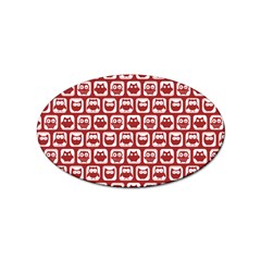 Red And White Owl Pattern Sticker Oval (100 Pack) by GardenOfOphir