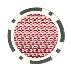 Red And White Owl Pattern Poker Chip Card Guard (10 Pack) by GardenOfOphir