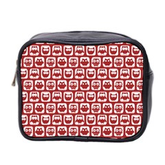 Red And White Owl Pattern Mini Toiletries Bag (two Sides) by GardenOfOphir