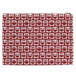 Red And White Owl Pattern Cosmetic Bag (XXL) Back