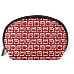 Red And White Owl Pattern Accessory Pouch (Large) Back