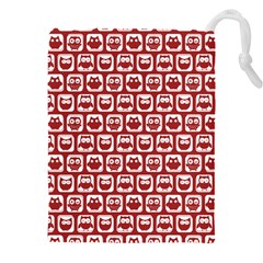 Red And White Owl Pattern Drawstring Pouch (4xl) by GardenOfOphir