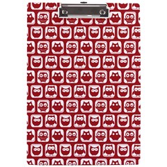 Red And White Owl Pattern A4 Acrylic Clipboard by GardenOfOphir