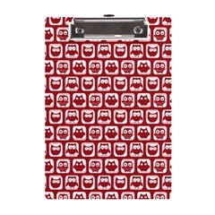 Red And White Owl Pattern A5 Acrylic Clipboard by GardenOfOphir