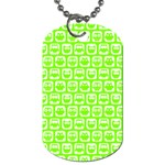 Lime Green And White Owl Pattern Dog Tag (Two Sides) Front