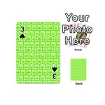 Lime Green And White Owl Pattern Playing Cards 54 Designs (Mini) Front - Spade3