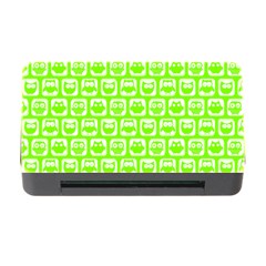 Lime Green And White Owl Pattern Memory Card Reader With Cf by GardenOfOphir