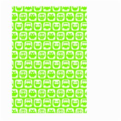 Lime Green And White Owl Pattern Large Garden Flag (two Sides) by GardenOfOphir