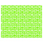 Lime Green And White Owl Pattern Premium Plush Fleece Blanket (Medium) 60 x50  Blanket Front