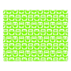 Lime Green And White Owl Pattern Premium Plush Fleece Blanket (large)