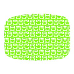 Lime Green And White Owl Pattern Mini Square Pill Box by GardenOfOphir