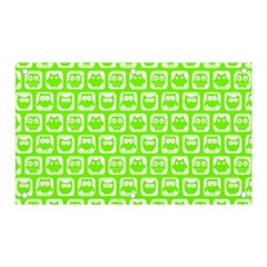 Lime Green And White Owl Pattern Banner And Sign 5  X 3  by GardenOfOphir