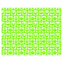 Lime Green And White Owl Pattern One Side Premium Plush Fleece Blanket (medium)