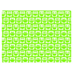 Lime Green And White Owl Pattern Premium Plush Fleece Blanket (extra Small)