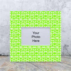 Lime Green And White Owl Pattern White Box Photo Frame 4  X 6 