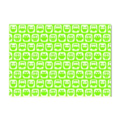 Lime Green And White Owl Pattern Crystal Sticker (a4)