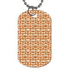 Orange And White Owl Pattern Dog Tag (one Side) by GardenOfOphir