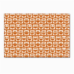 Orange And White Owl Pattern Postcards 5  X 7  (pkg Of 10) by GardenOfOphir