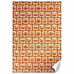 Orange And White Owl Pattern Canvas 12  X 18  by GardenOfOphir