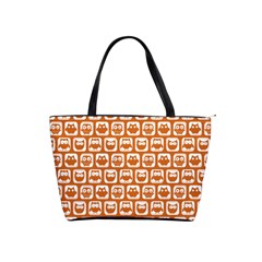 Orange And White Owl Pattern Classic Shoulder Handbag by GardenOfOphir