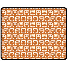 Orange And White Owl Pattern Fleece Blanket (medium) by GardenOfOphir