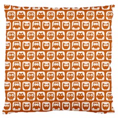 Orange And White Owl Pattern Large Premium Plush Fleece Cushion Case (one Side) by GardenOfOphir