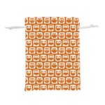 Orange And White Owl Pattern Lightweight Drawstring Pouch (S) Front