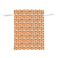 Orange And White Owl Pattern Lightweight Drawstring Pouch (l) by GardenOfOphir