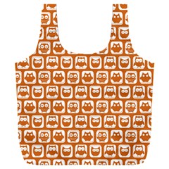 Orange And White Owl Pattern Full Print Recycle Bag (xxxl) by GardenOfOphir