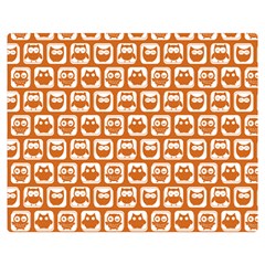 Orange And White Owl Pattern One Side Premium Plush Fleece Blanket (medium) by GardenOfOphir