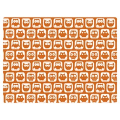 Orange And White Owl Pattern One Side Premium Plush Fleece Blanket (extra Small) by GardenOfOphir